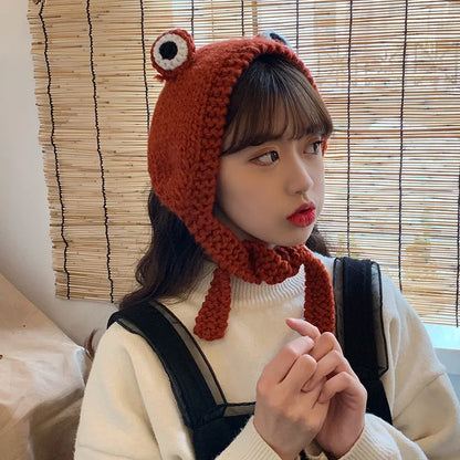 Ribbit Chic: Crochet Knitted Women's Frog Hood