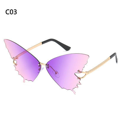Diamond Shape Rimless Sunglasses for Women - UV400 Narrow Frame Trendy Streetwear Eyewear