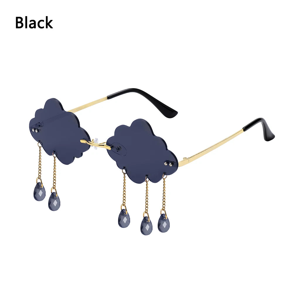 Diamond Shape Rimless Sunglasses for Women - UV400 Narrow Frame Trendy Streetwear Eyewear