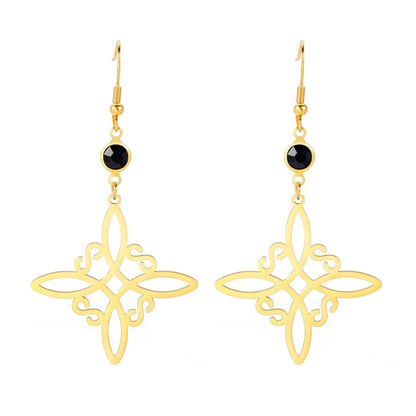 Goth Moon Phase Pentagram Earrings - Stainless Steel Witchy Dangle Jewelry