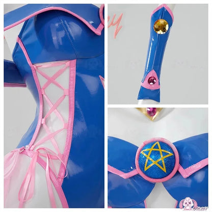 Dark Magician Girl Cosplay Costume for Women - Faux Leather Bunny Girl Bodysuit with Hat