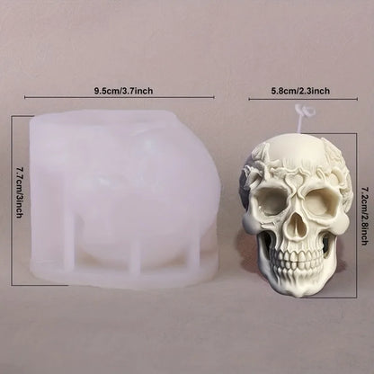 Skull Candle Mold Silicone 3D Flower Halloween DIY Resin & Soap Mold