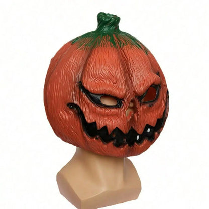 Halloween Devil Pumpkin Mask – Full Face Latex Costume Headwear