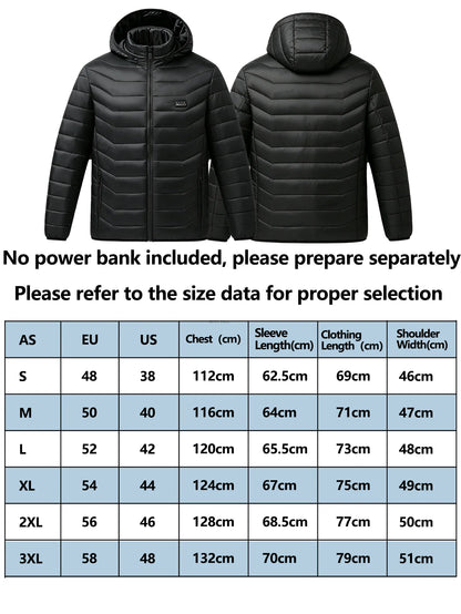 USB Heated Jacket with 29 Heating Zones - 3 Heat Levels, Warm Winter Coat for Outdoor Sports