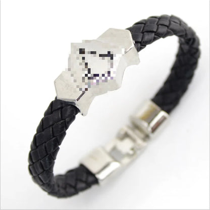 One Piece Luffy Straw Hat Skull Bracelet - Woven Leather Cord Anime Wristband for Fans