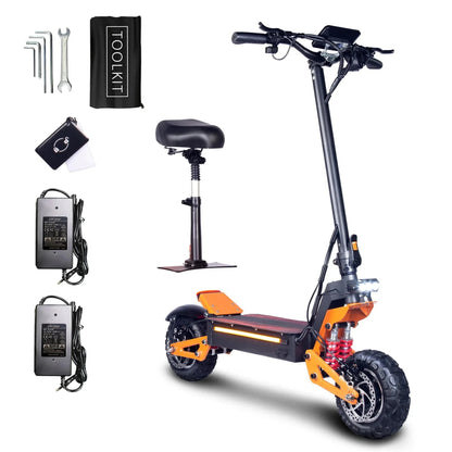X5 6000W Dual Motor Eelectric Scooter in China Stock 60v 40ah Large Battery Remote Scooter with Seat 11-inch Tires