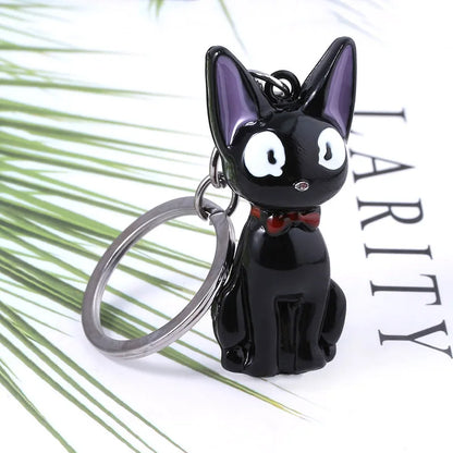 Cute Black Cat Anime Keychain - Cartoon Backpack Charm Keyring