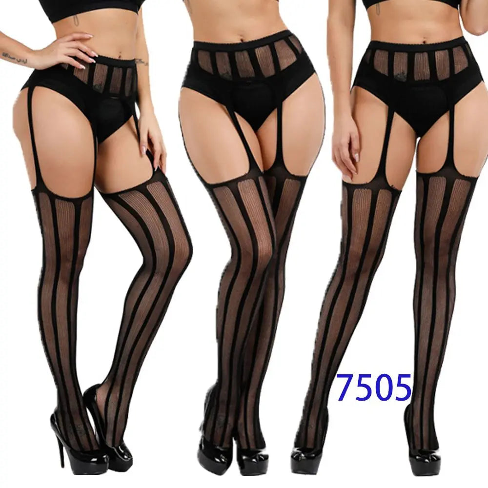 Gothic Sexy Fishnet Stockings Women Harajuku Emo Mesh Thigh High Garter Tights
