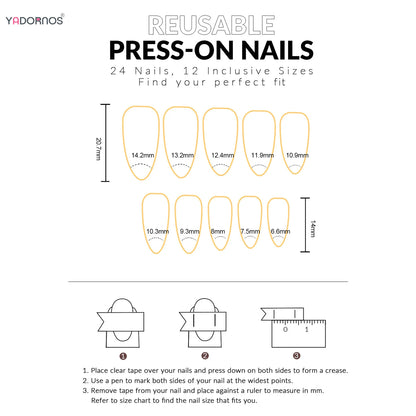 Y2K Star Press On Nails 24pcs – Blue Gradient French Gold Moon Almond False Nails