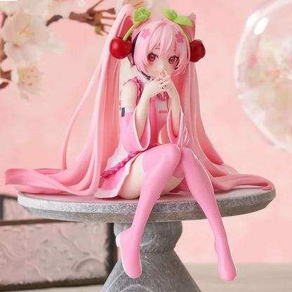 Hatsune Miku Anime Figure Pink Dress Cherry Blossom Model Collectible Gift