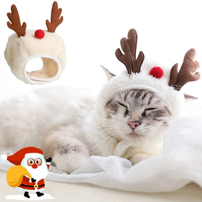 Christmas Pet Costume Santa Elk Hat Bandana Bib Scarf Set for Dogs and Cats