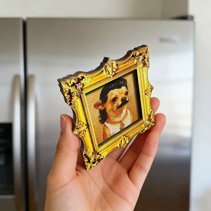 Retro Chihuahua Portrait Framed Fridge Magnet - Quirky Dog Art Decor Gift
