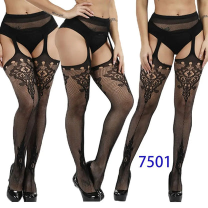Gothic Sexy Fishnet Stockings Women Harajuku Emo Mesh Thigh High Garter Tights