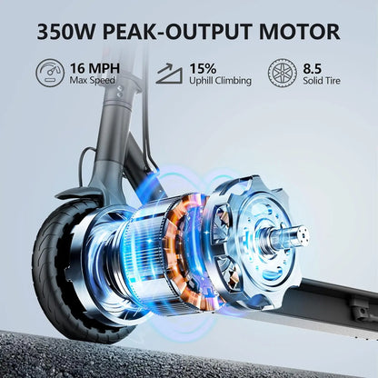 2026 LADPED LP60 Electric Scooter 350W Max 19mph Speed 8.5inch Tire Folding Design with 16 Miles Range for Adult Urban Commuting