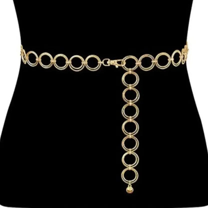 Punk Hip Hop Sun Waist Chain Belt – Vintage Gold & Silver Metal High Waist Chain for Women