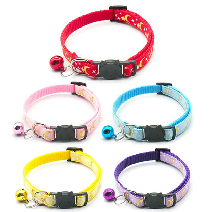 Stars and Moon Cat Collar Reflective Safety Buckle with Bell