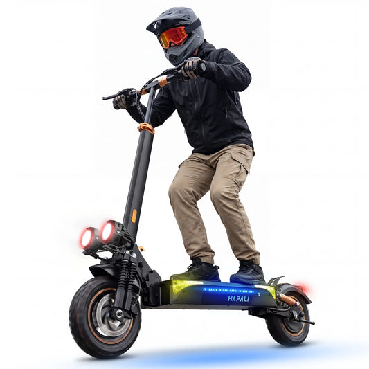 Off Road Electric Scooter, 1200W Motor, 25 Miles Range, 31 MPH, 11" All Terrain Tire, E-Scooter for Adults with Double Suspension & Side Light Disc Brakes