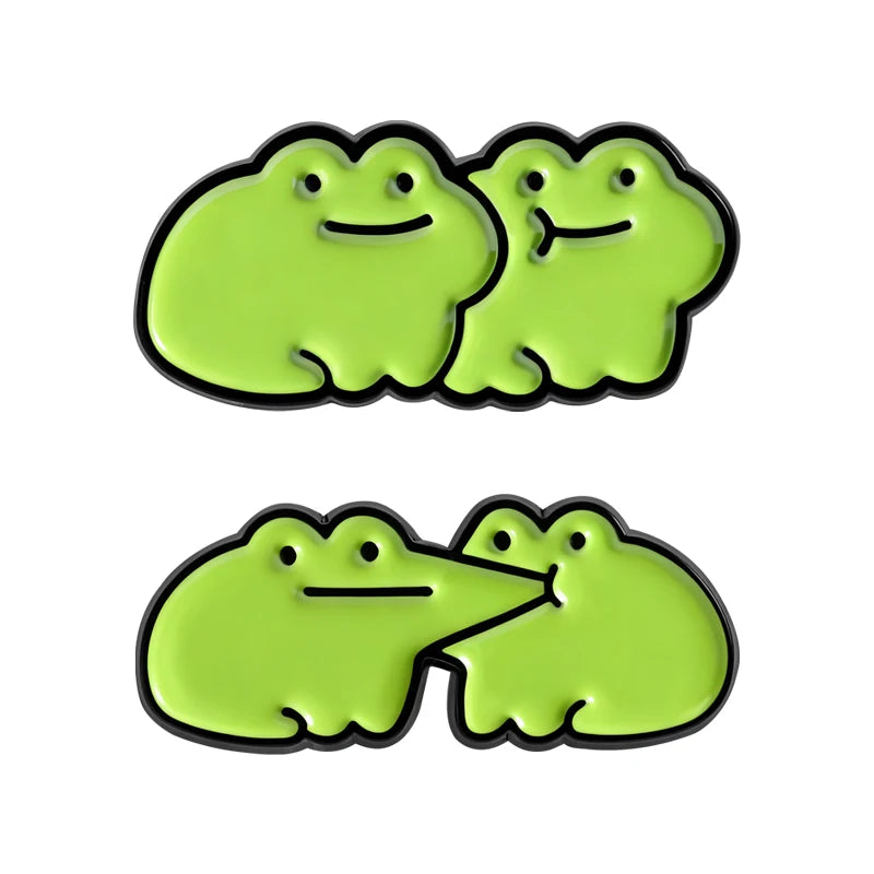 Funny Frog Meme Enamel Pin – Cute Cartoon Muscle Frog Brooch for Backpacks, Jackets & Lapels