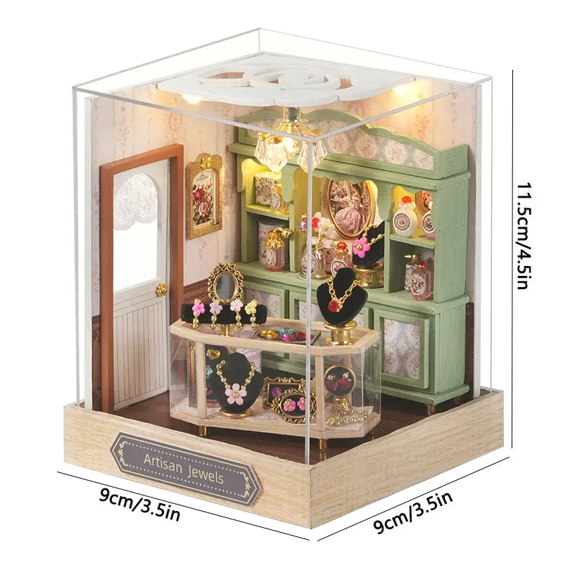 DIY 3D Puzzle Wooden Miniature Dollhouse Building Kit - Handmade Coffee House Model Gift