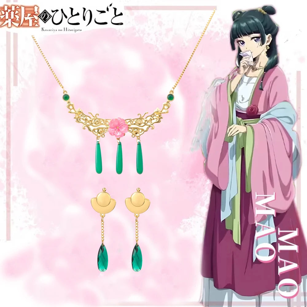 The Apothecary Diaries Maomao Cosplay Necklace & Earrings Set - Anime Jewelry Gift for Women and Girls