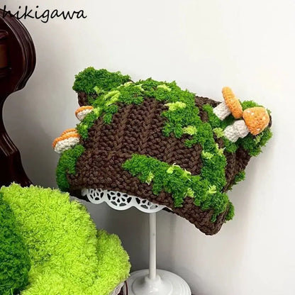 Mushroom Ear Knit Beanie – Cute Y2K Warm Hat for Women & Men