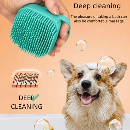 Soft Silicone Dog Bathing Brush - Pet Massage Shampoo Dispenser Grooming Tool