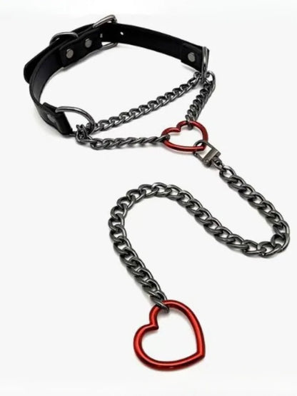 Gothic Heart Ring Layered Chain Choker Necklace