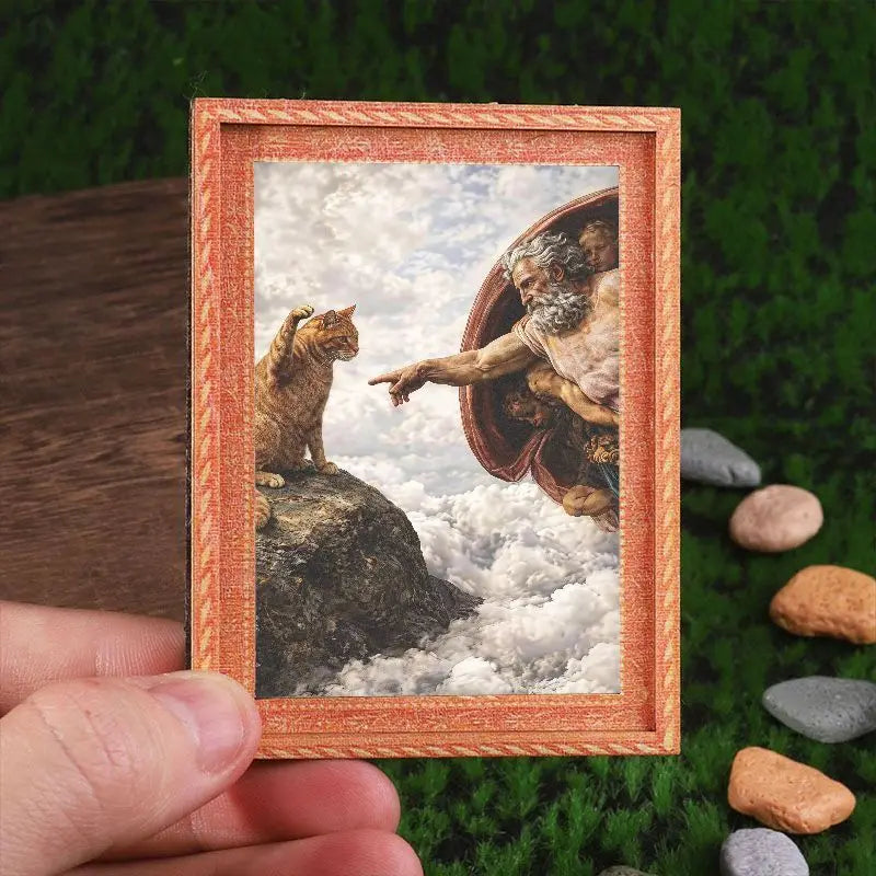 Mini Creation of Adam Cat Fridge Magnet - Vintage Framed Art Refrigerator Magnet