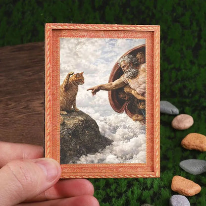 Mini Creation of Adam Cat Fridge Magnet - Vintage Framed Art Refrigerator Magnet