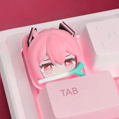 Kawaii Hatsune Miku Artisan Keycap – PBT Cross Axis Resin Keycap for Mechanical Keyboards