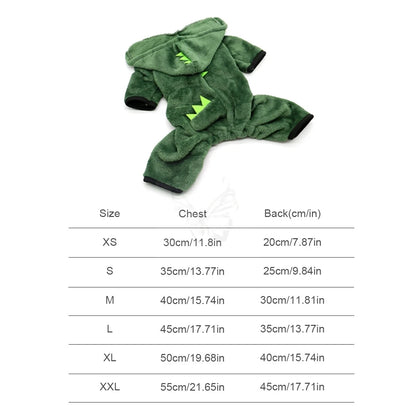 Dinosaur Fleece Hoodie for Cats & Small Dogs – Halloween Costume Warm Winter Coat