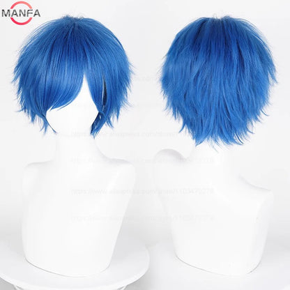 Short Straight Anime Cosplay Wig – 30cm Heat Resistant Synthetic Hair in Solid & Mixed Colors for Men and Women