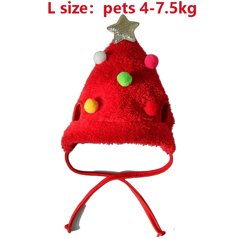Christmas Pet Costume Santa Elk Hat Bandana Bib Scarf Set for Dogs and Cats