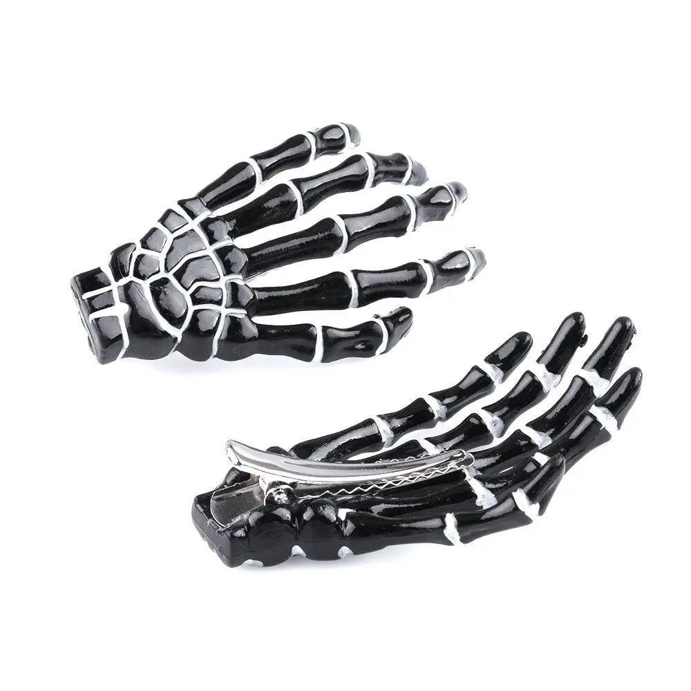 Skull Hand Bone Hair Clips Gothic Ghost Skeleton Claw Hairpin Halloween Accessory