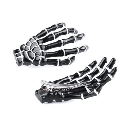 Skull Hand Bone Hair Clips Gothic Ghost Skeleton Claw Hairpin Halloween Accessory