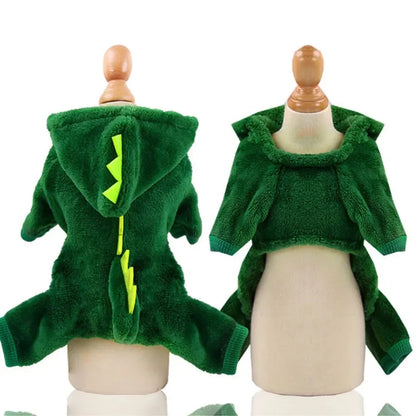Dinosaur Costume Hoodie for Cats & Small Dogs – Cozy Fleece Halloween Sweater