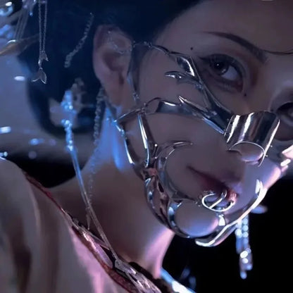 Cyberpunk Metal Face Mask Futuristic Mechanical Wind Accessory