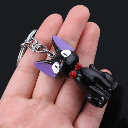 Cute Black Cat Anime Keychain - Cartoon Backpack Charm Keyring