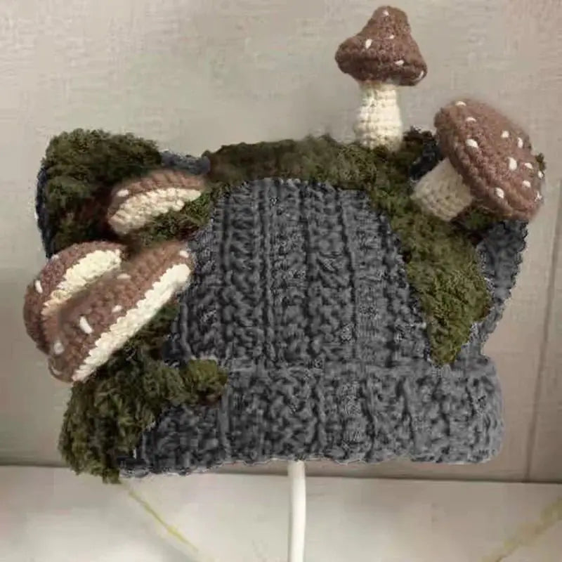 Mushroom Ear Knit Beanie – Cute Y2K Warm Hat for Women & Men