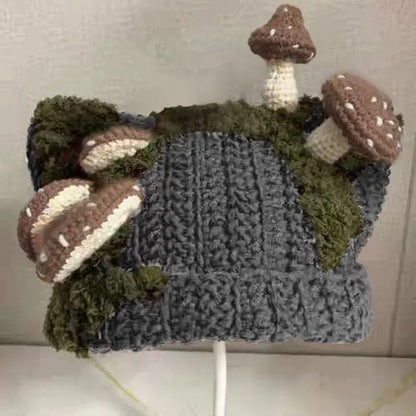 Mushroom Ear Knit Beanie – Cute Y2K Warm Hat for Women & Men