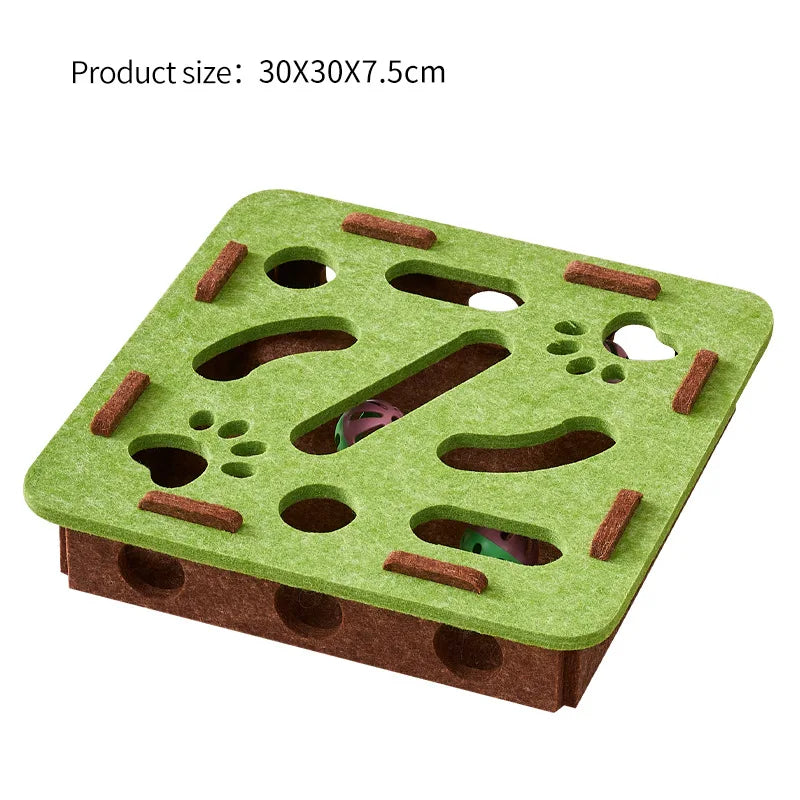Felt Cat Puzzle Toy Box – Interactive Maze Tunnel with Bell Ball for Indoor Cats