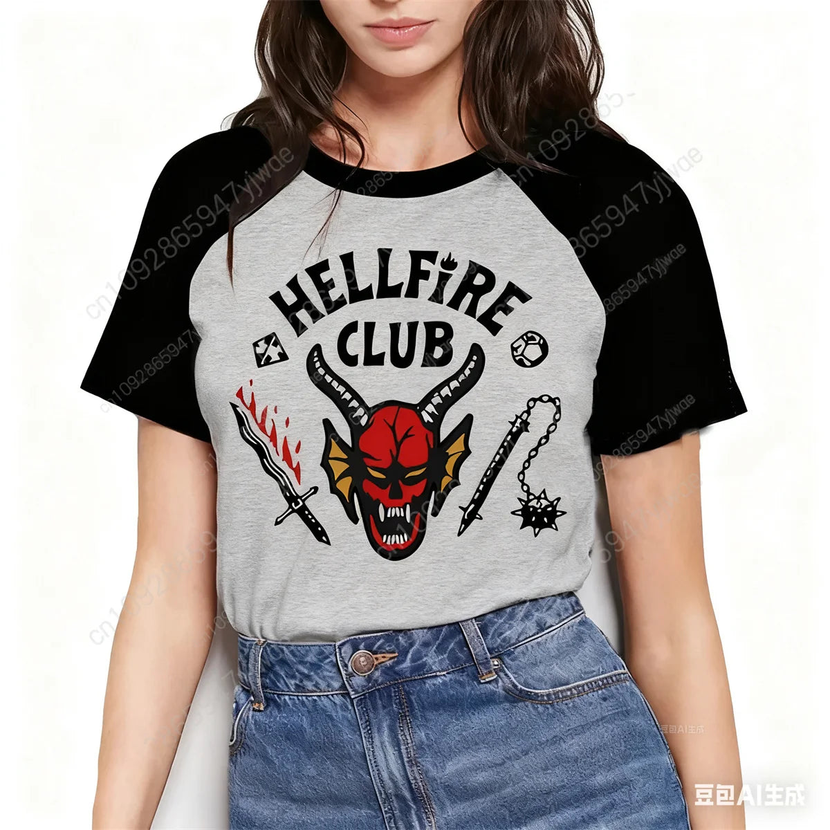Hellfire Club Monster pattern T-shirt, high-quality short-sleeved O-neck comfortable streetwear top for men and women
