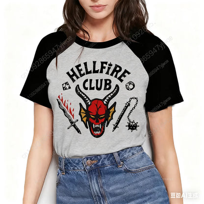Hellfire Club Monster pattern T-shirt, high-quality short-sleeved O-neck comfortable streetwear top for men and women