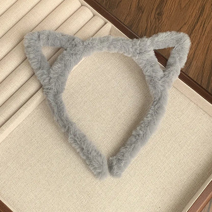Plush Cat Ear Headband for Women & Girls – Kawaii Soft Cat Ears Hair Band, Cute Cosplay Hair Accessory