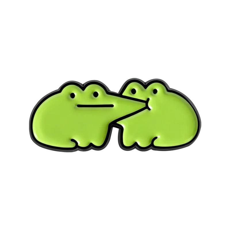 Funny Frog Meme Enamel Pin – Cute Cartoon Muscle Frog Brooch for Backpacks, Jackets & Lapels
