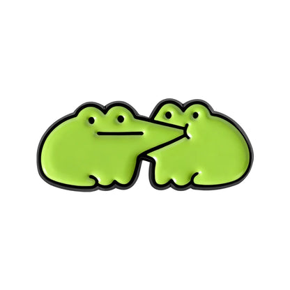 Funny Frog Meme Enamel Pin – Cute Cartoon Muscle Frog Brooch for Backpacks, Jackets & Lapels