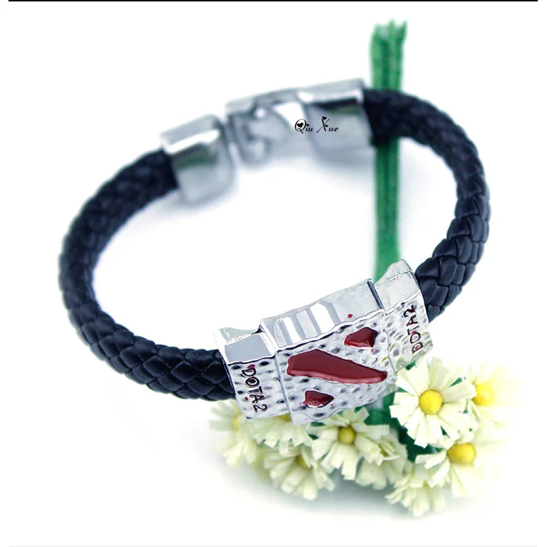 One Piece Luffy Straw Hat Skull Bracelet - Woven Leather Cord Anime Wristband for Fans