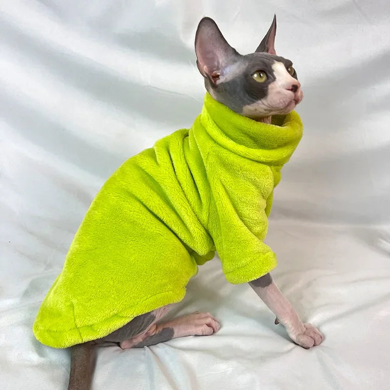 Sphynx Cat Sweater – Soft Hairless Cat Clothes Hoodie Jumpsuit Outfit