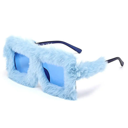Y2K Oversized Plush Sunglasses Fluffy Winter Shades Halloween Novelty Glasses