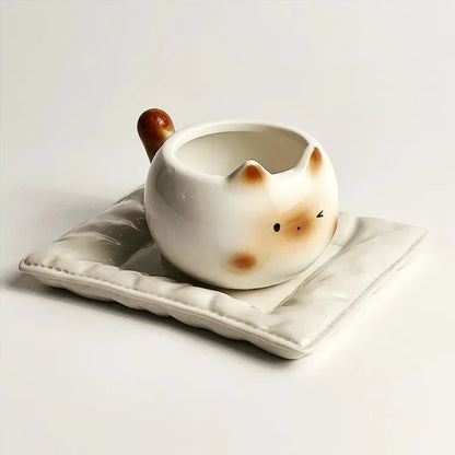Ceramic Siamese Cat Coffee Mug – Cute Kitten Underglaze Cup for Coffee, Milk & Tea, Gift for Cat Lovers